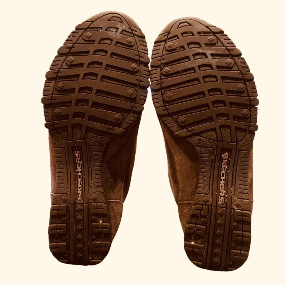 Skechers LEATHER‎ SUEDE Chukka Lineage Shoes Sz 10 Brown COMFORT Fur Lined Flex